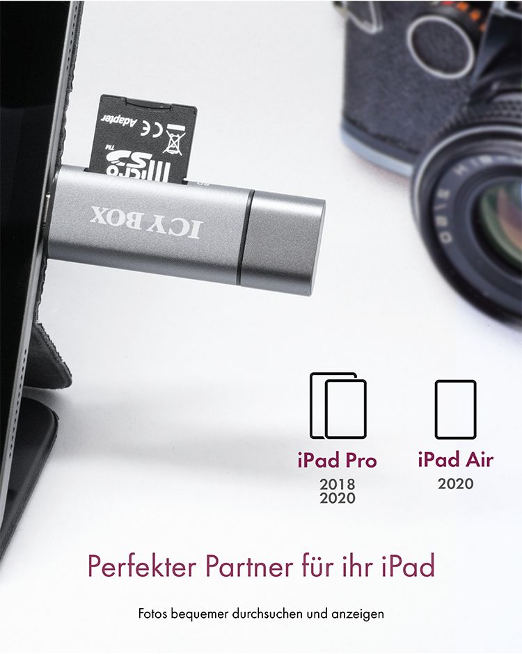 Adapter IcyBox ext. Kartenleser USB/microUSB/USB-C > SD/mSD retail