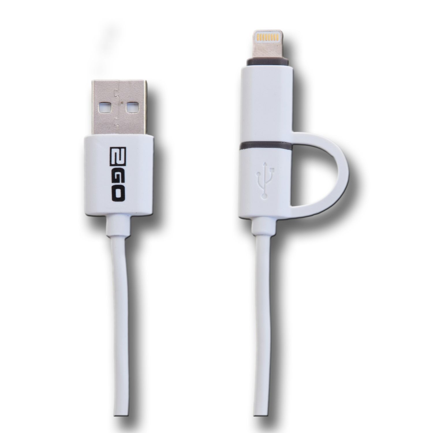 2GO 2in1 USB Lade-/Datenkabel f. Micro-USB & Apple 100cm ws