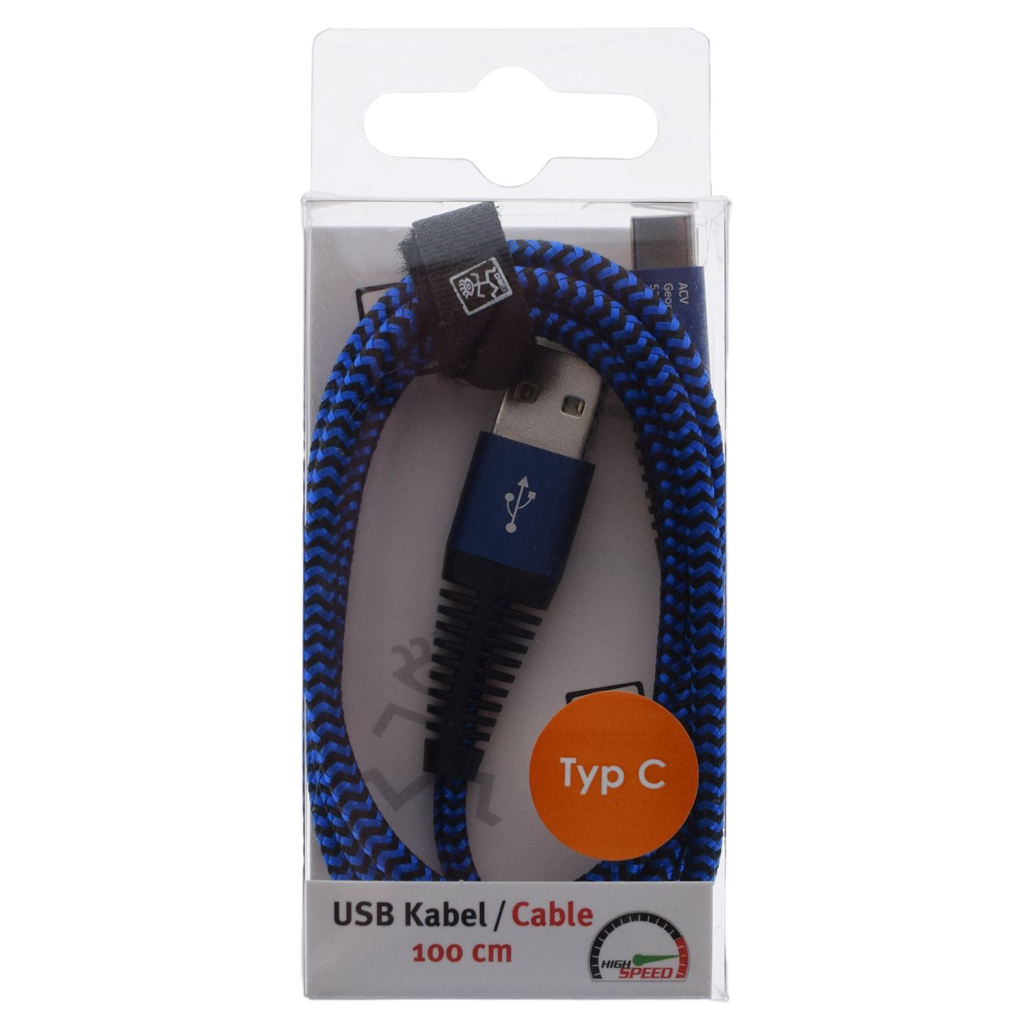 2GO USB Lade-/Datenkabel USB Type-C 3.1 Nylon   1m  blau