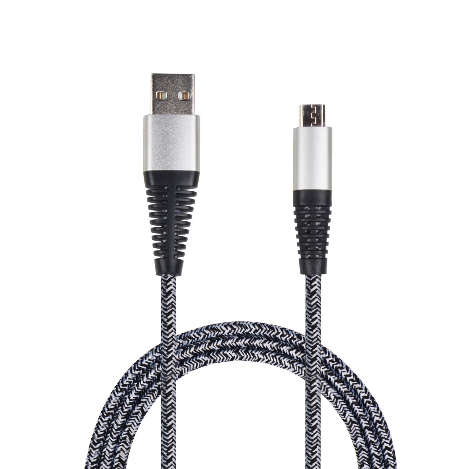 2GO USB Lade-/Datenkabel USB-A - Micro-USB  1m  Nylon silber