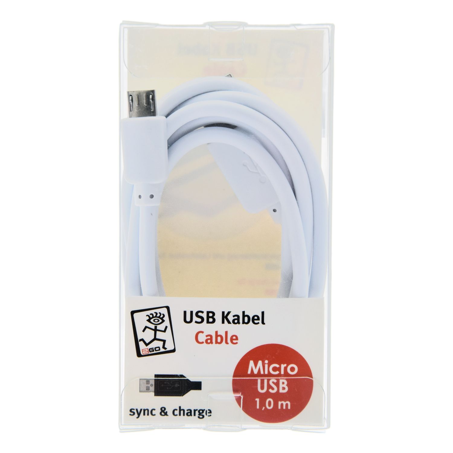 2GO USB Lade-/Datenkabel USB-A - Micro-USB  1m  Nylon  weiß