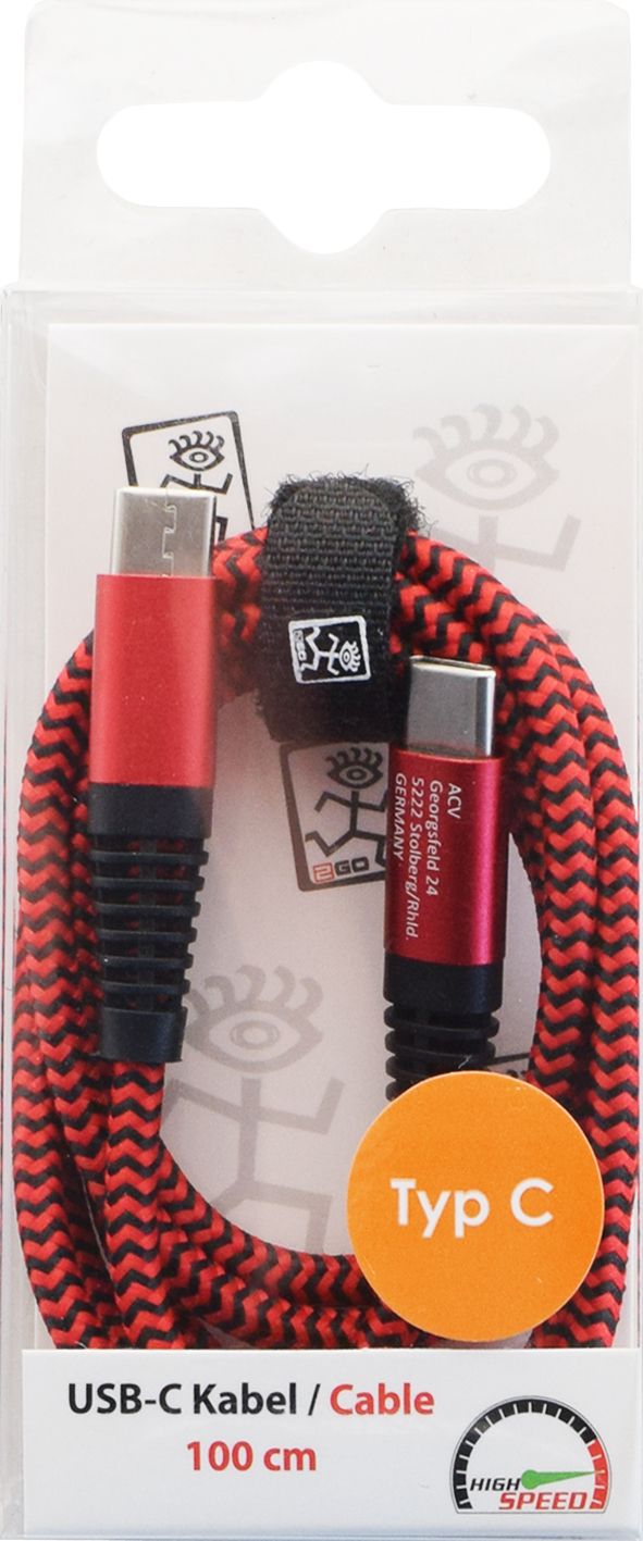 2GO USB Lade-/Datenkabel USB Type-C - USB Type-C   1m rot