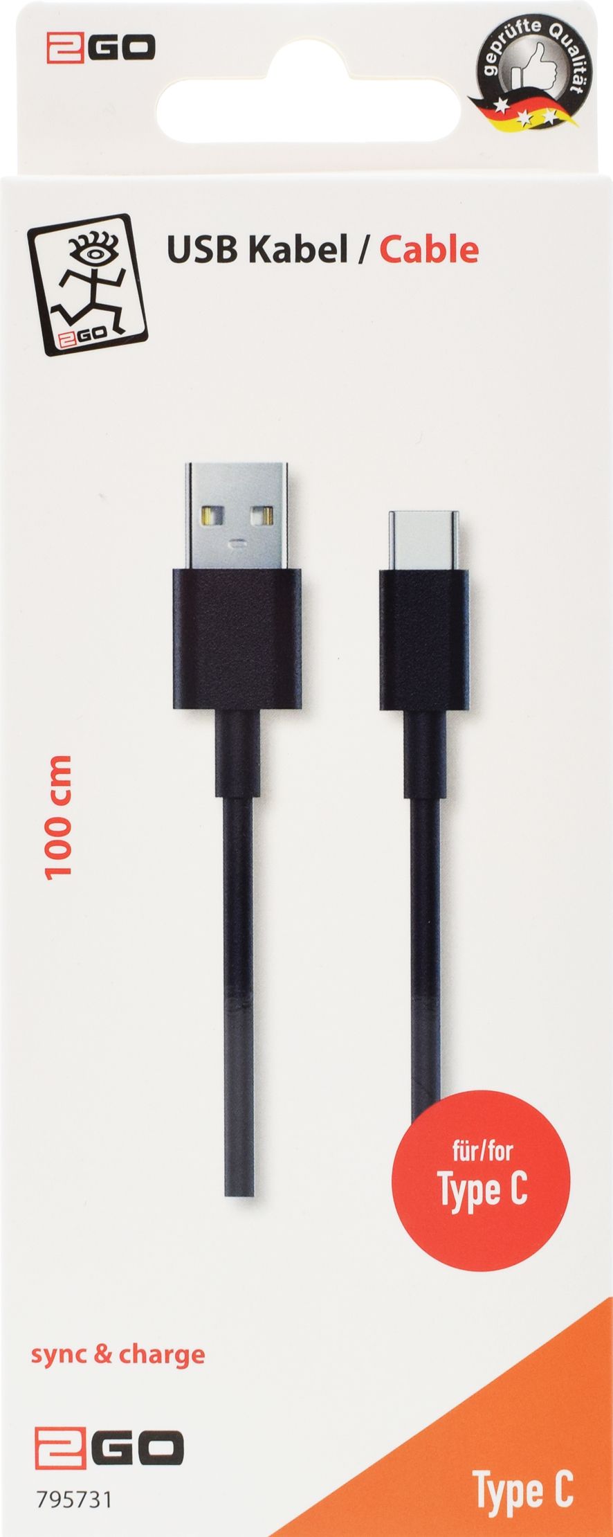 2GO USB Lade-/Datenkabel USB Type-C 3.1    1m schwarz