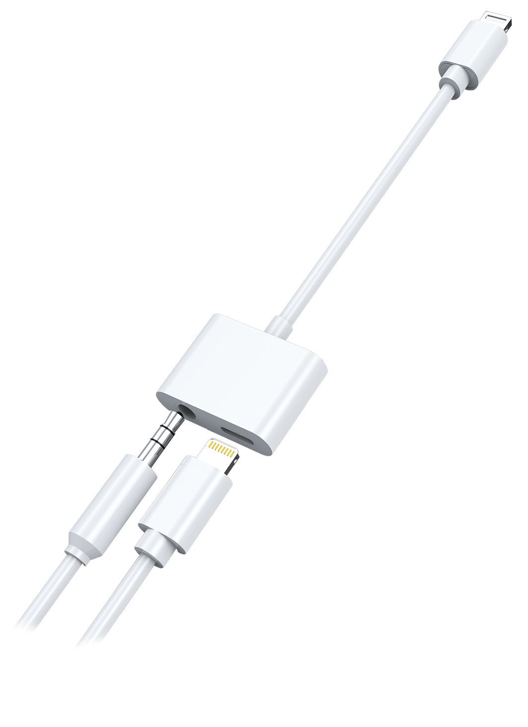 2GO Audio-Lade-Adapter Stereo Lightning 10cm  weiß