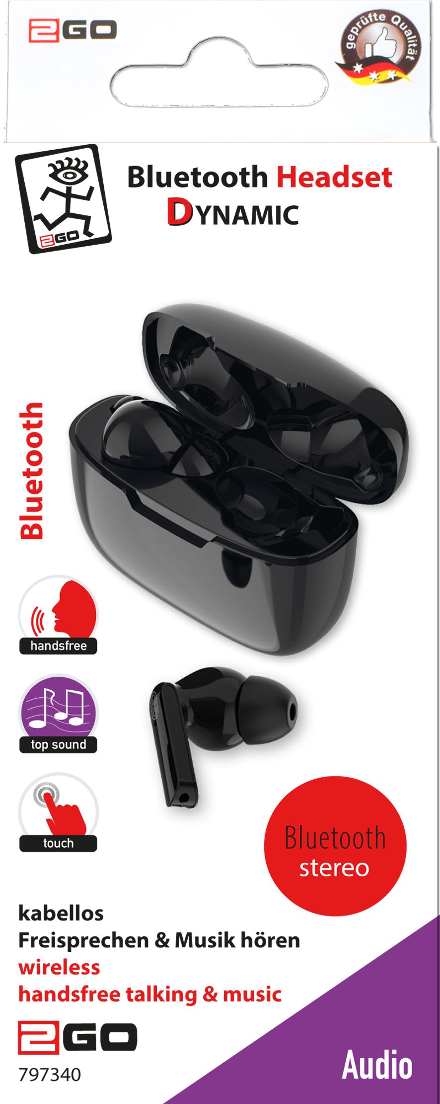 2GO Bluetooth Headset "TWS Dynamic" - schwarz