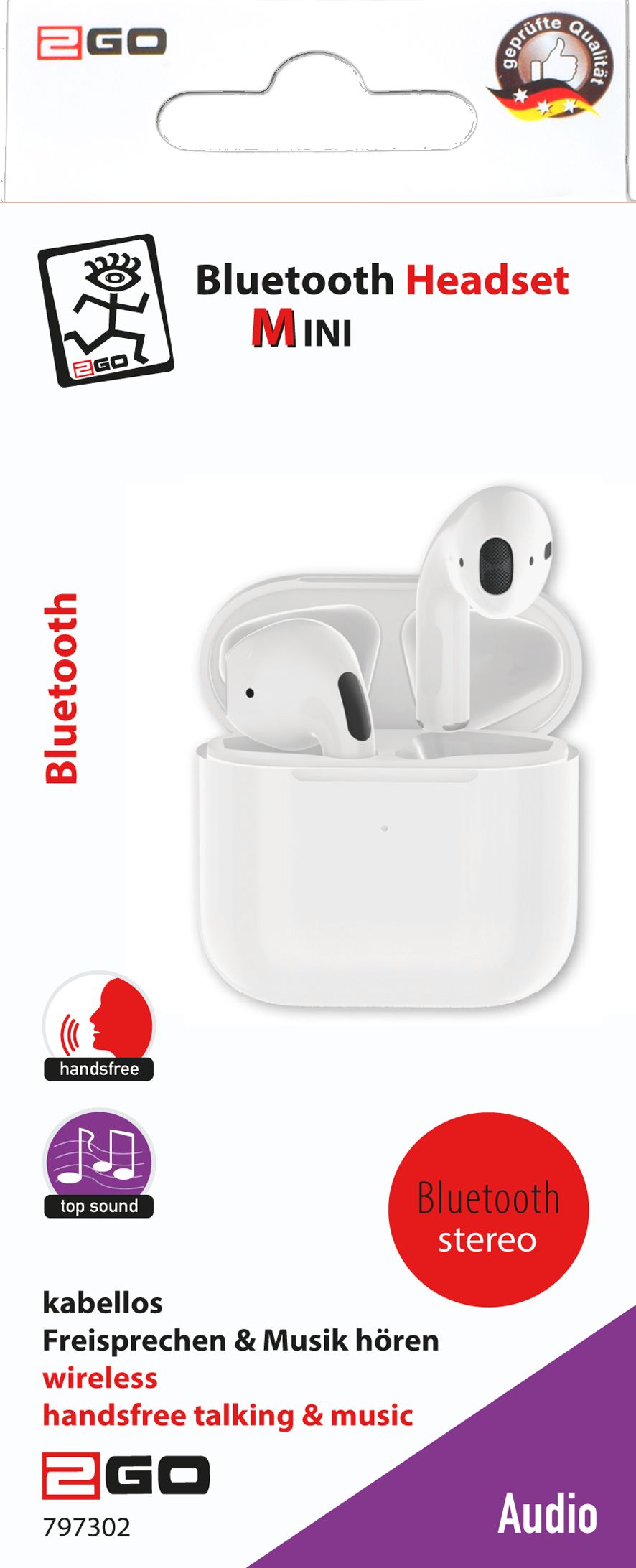 2GO Bluetooth Headset "TWS Mini" - weiß