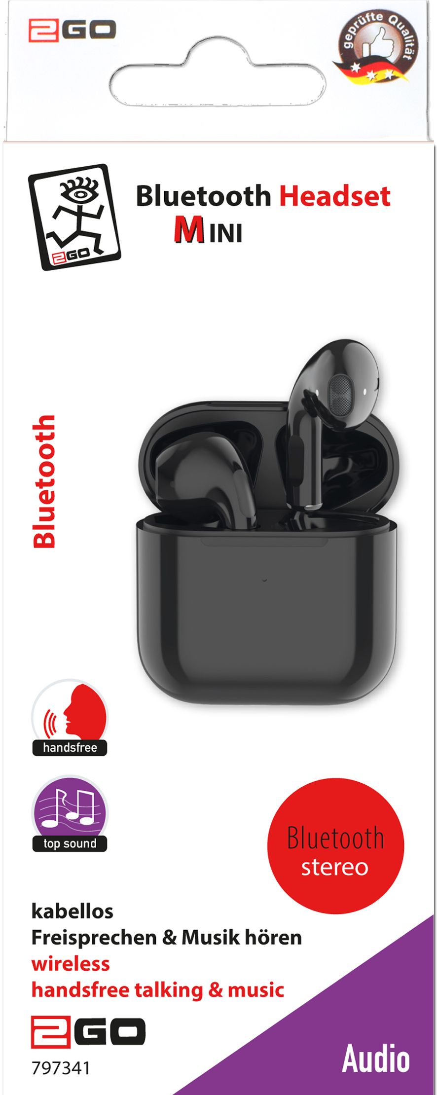 2GO Bluetooth Headset "TWS Mini" - schwarz