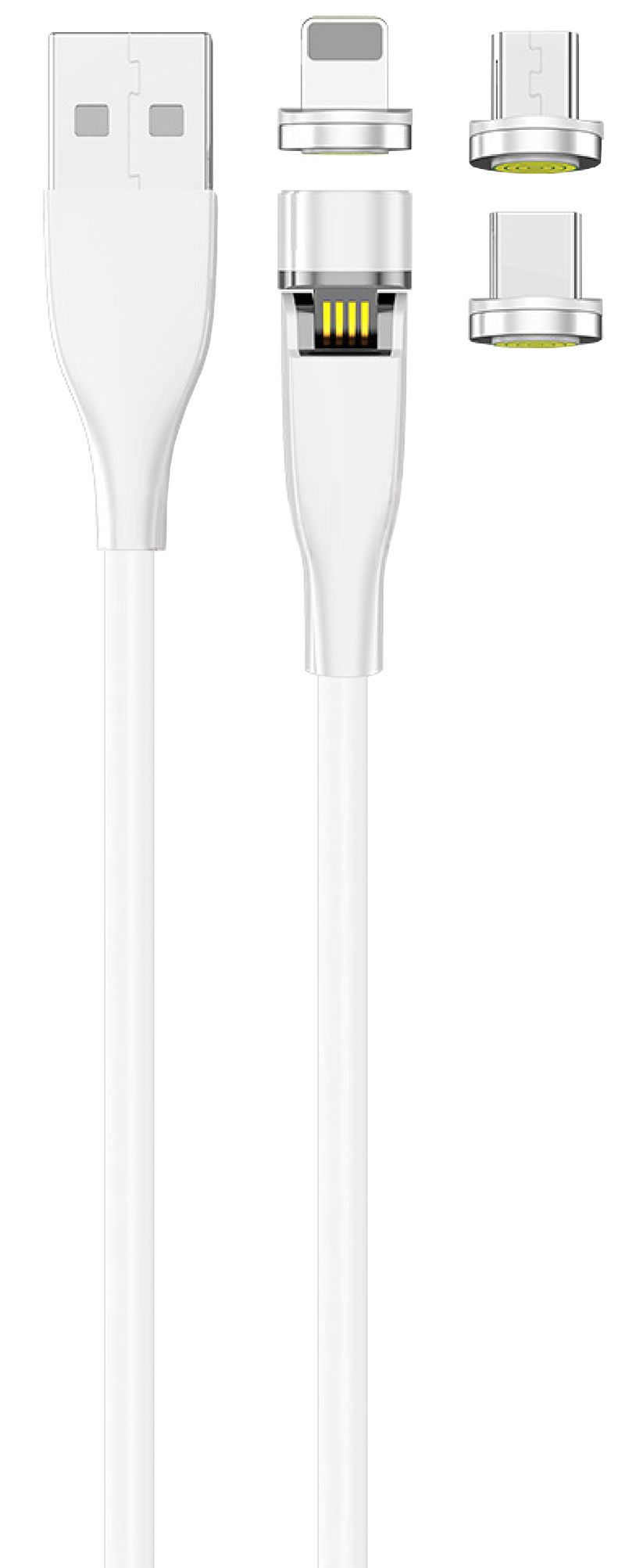 2GO USB 3in1 Magnetic Kabel drehb.Micro-USB,Lightn.,USB-C 1m