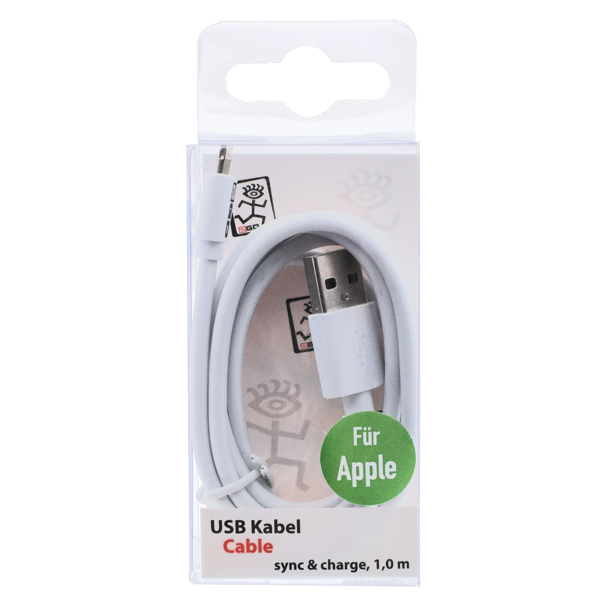 2GO USB Lade-/Datenkabel Lightning   1m   weiß in PET-Box