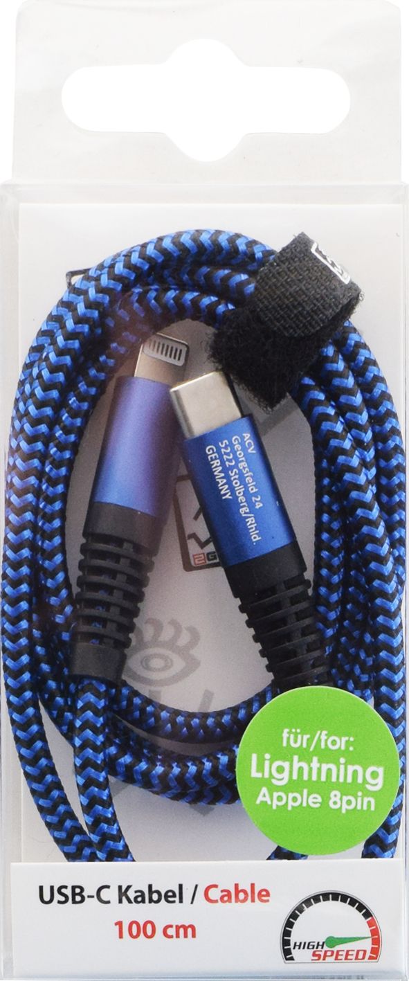 2GO USB Lade-/Datenkabel Type-C - Lightning Nylon 1m blau