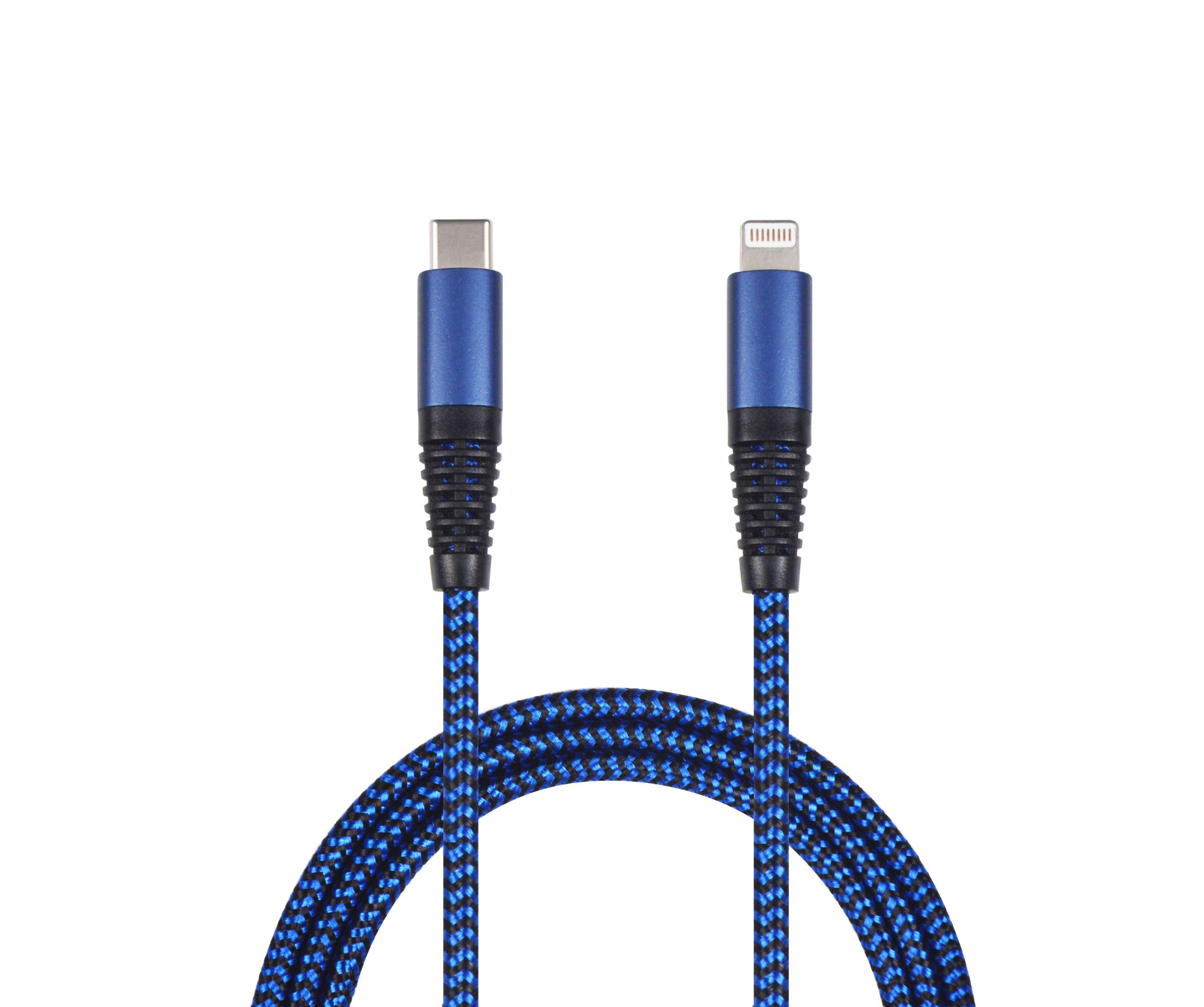 2GO USB Lade-/Datenkabel Type-C - Lightning Nylon 1m blau