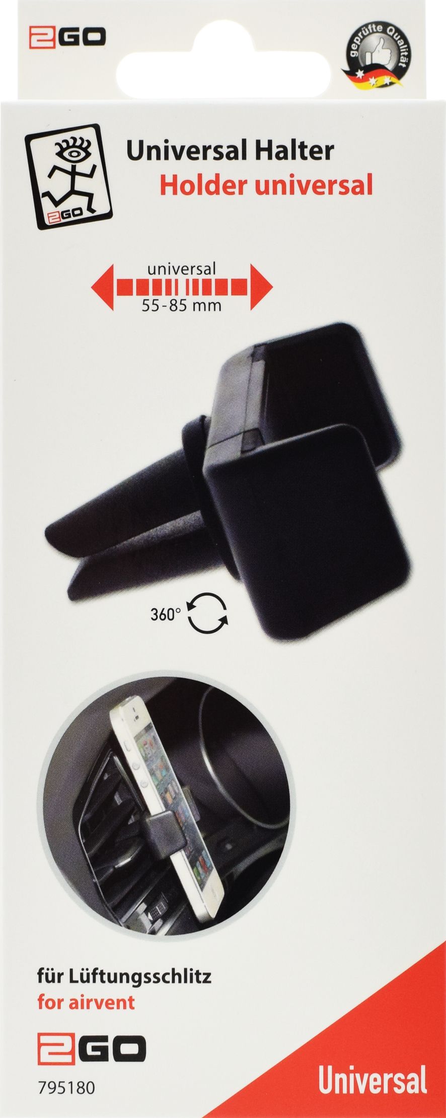 2GO Passivhalter für Handy / Navigationssysteme 50-85 mm