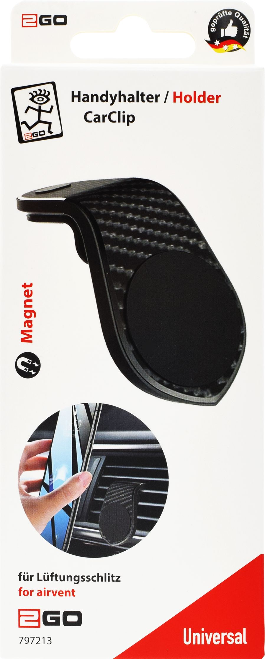 2GO Universal Smartphone-Magnet-Halter ClipMag im Lüftungs.