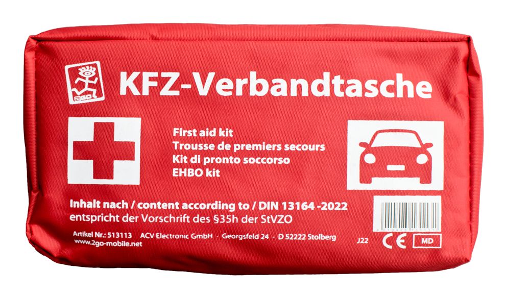 2GO KFZ-Verbandtasche zertifiziert nach DIN 13164:2022
