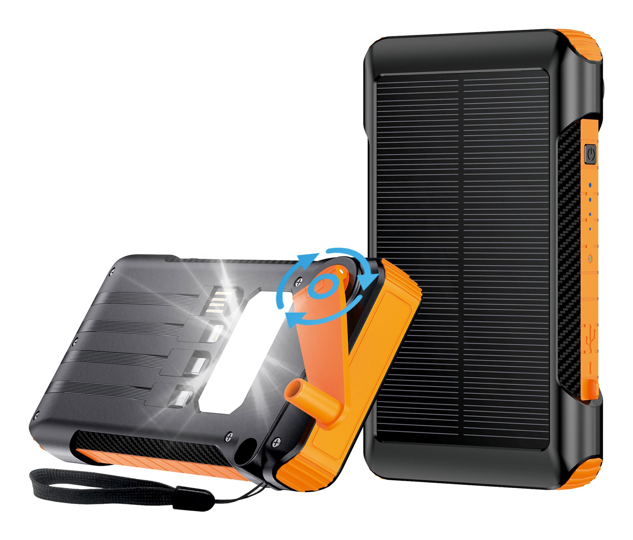 2GO Notfall-Powerbank 10000mAh Solar-& Handkurbel-Aufla.