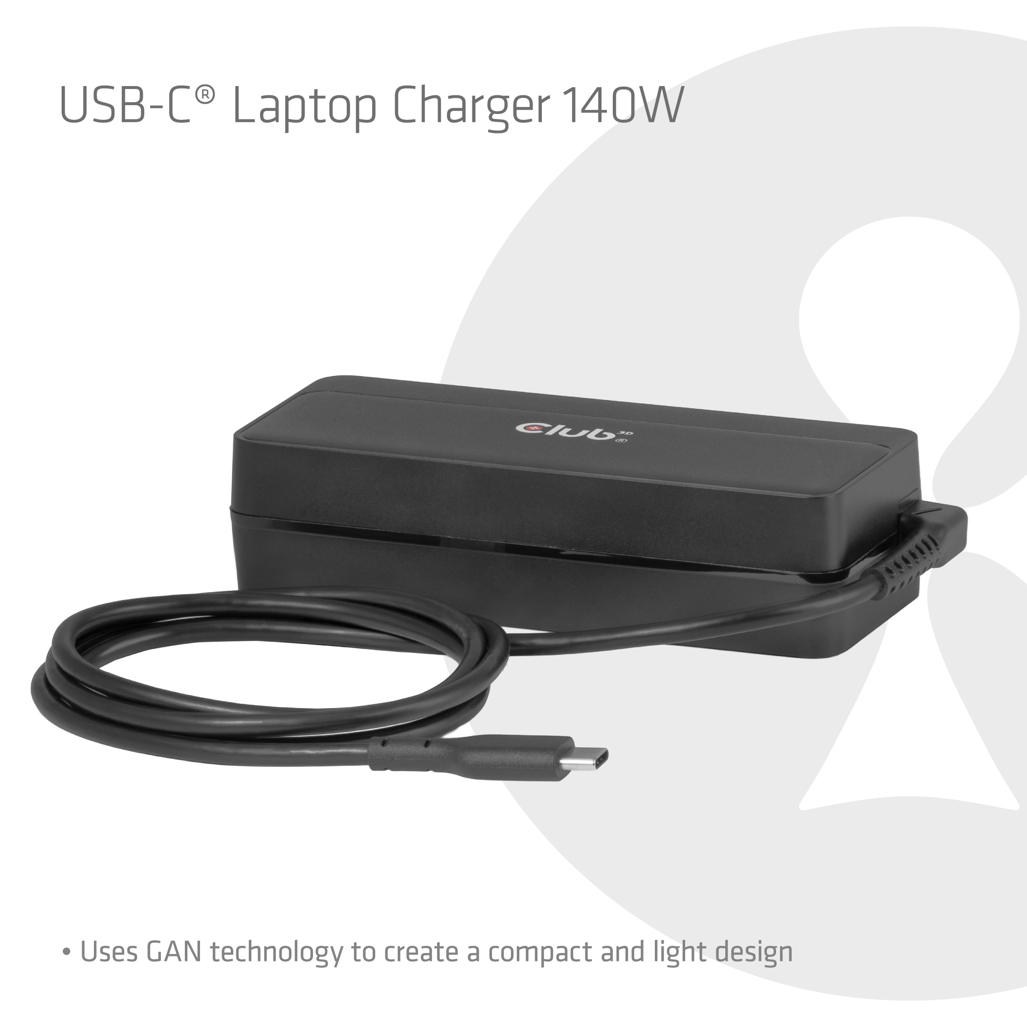 Club3D Laptop-Ladegerät USB-C PD3.1 140W, GaN retail Ladegerät