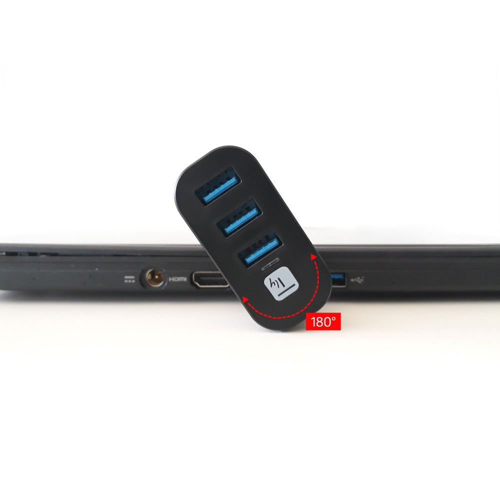 Techly 180° Drehbarer Hub 3*USB 3.0 mit Kabel
