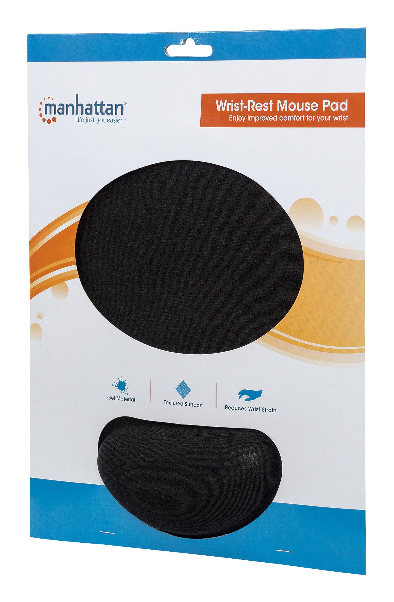 MANHATTAN Mauspad Schaumstoff mit Handballenauflage schwarz retail Maus-Pads