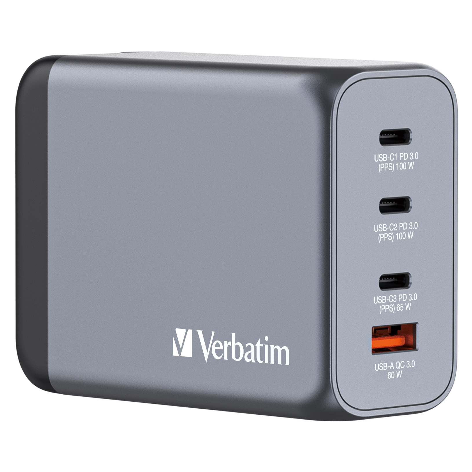 Verbatim GNC-200 GaN Charger 4 Port 200W USB A/&shy;C (EU/&shy;UK/&shy;US