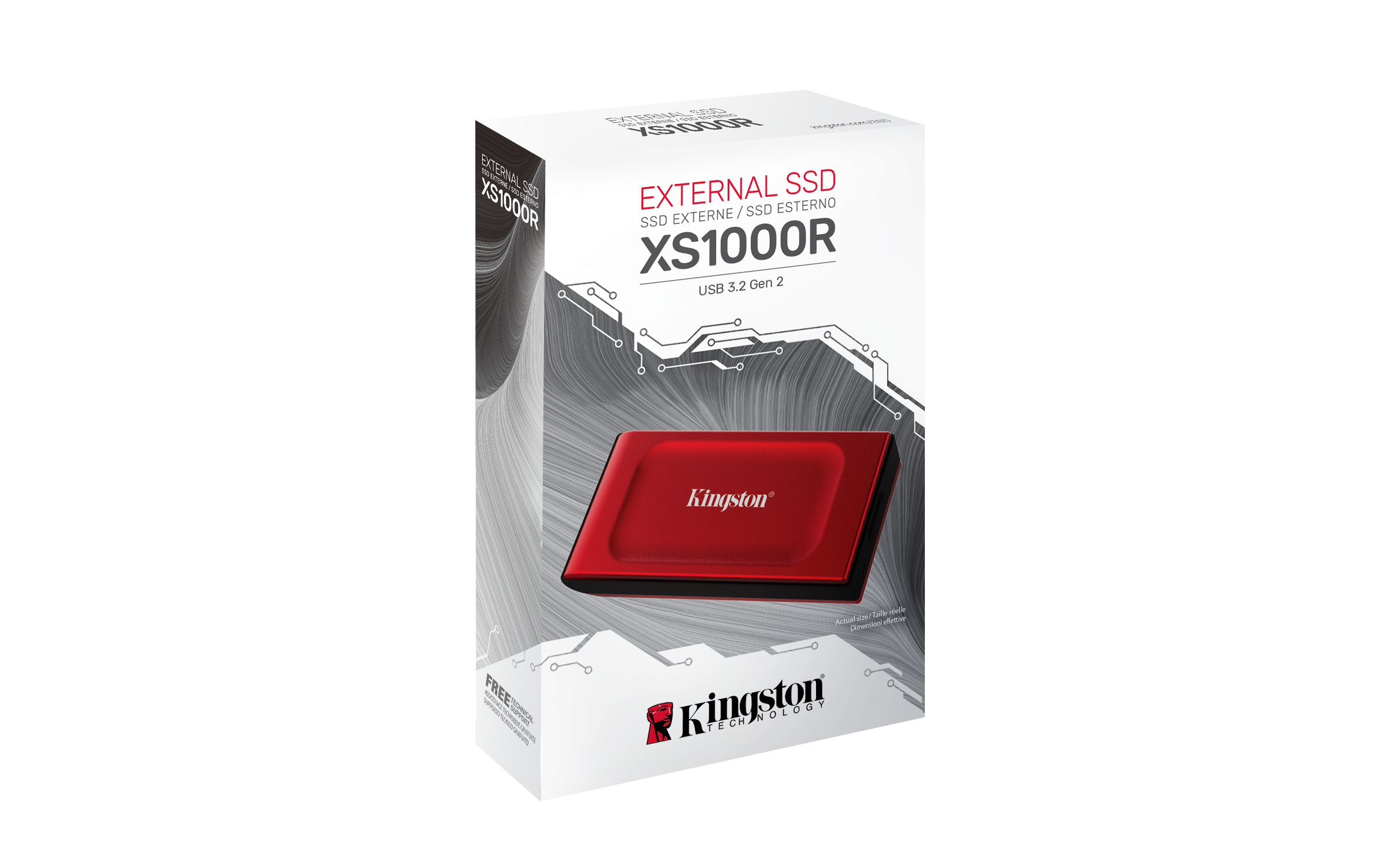 SSD 2TB Kingston Portable SSD XS1000 USB3.2 Gen2 Red retail Solid State Drives extern