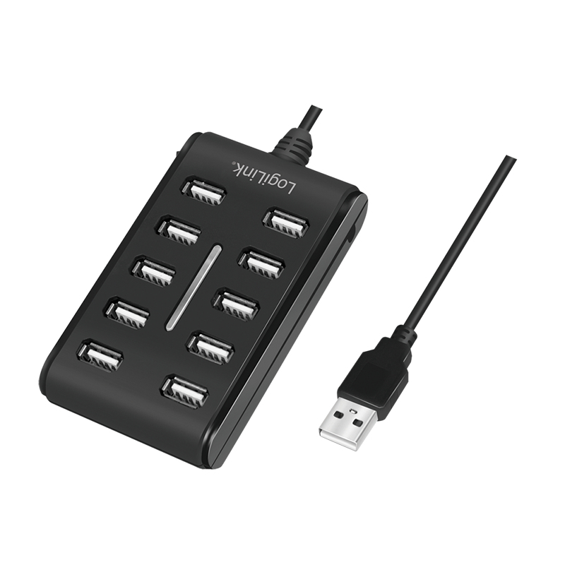 Logilink USB-HUB 10-Port m. Netzteil schwarz