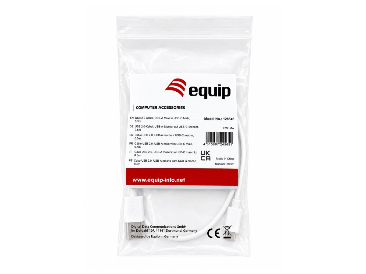 Equip Kabel USB-A->C2.0 3A St/St 0.50m weiß
