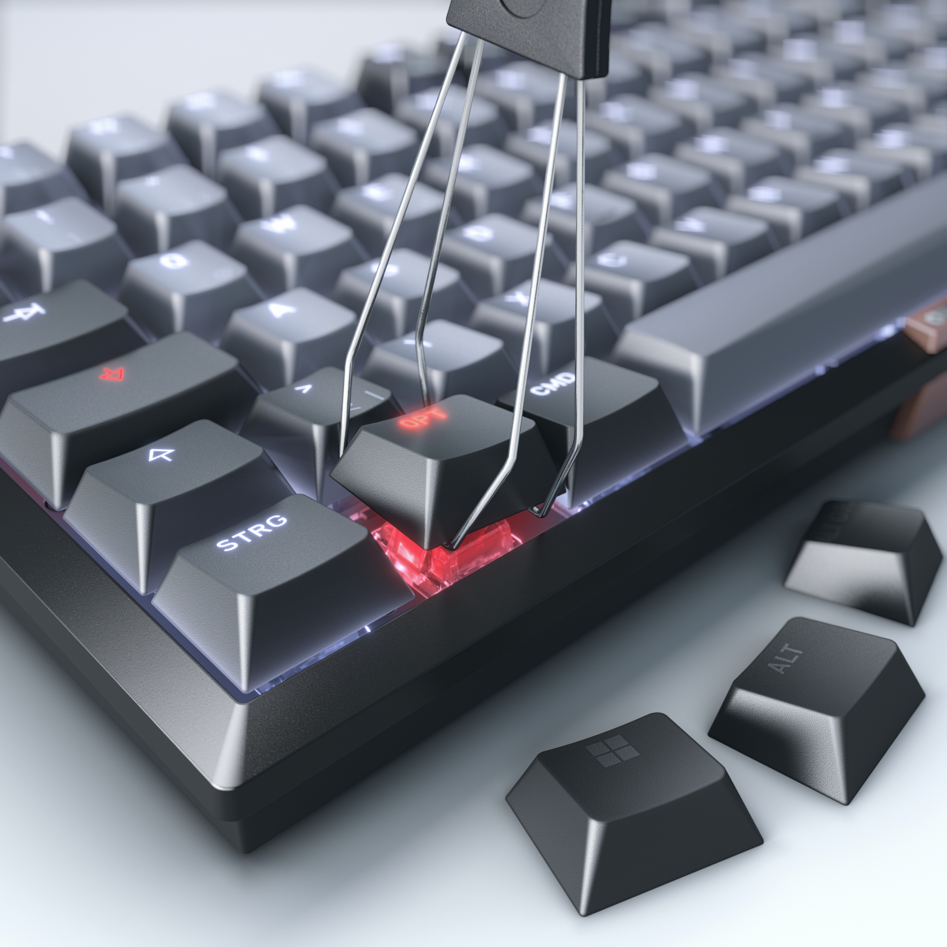 CHERRY KW300 MX Wireless Tastatur DE MX rot TKL 75% sw