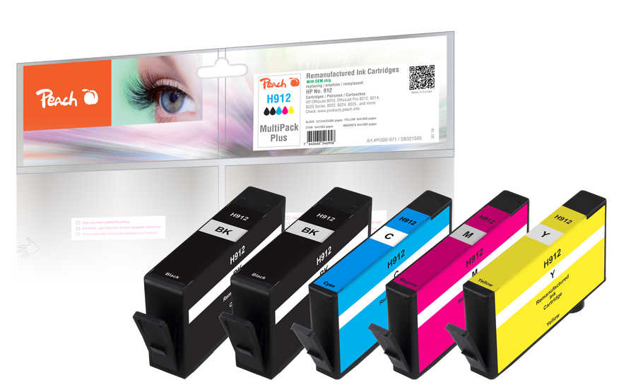 Peach Patrone HP Nr.912            MultiPackPlus        komp Patronen HP
