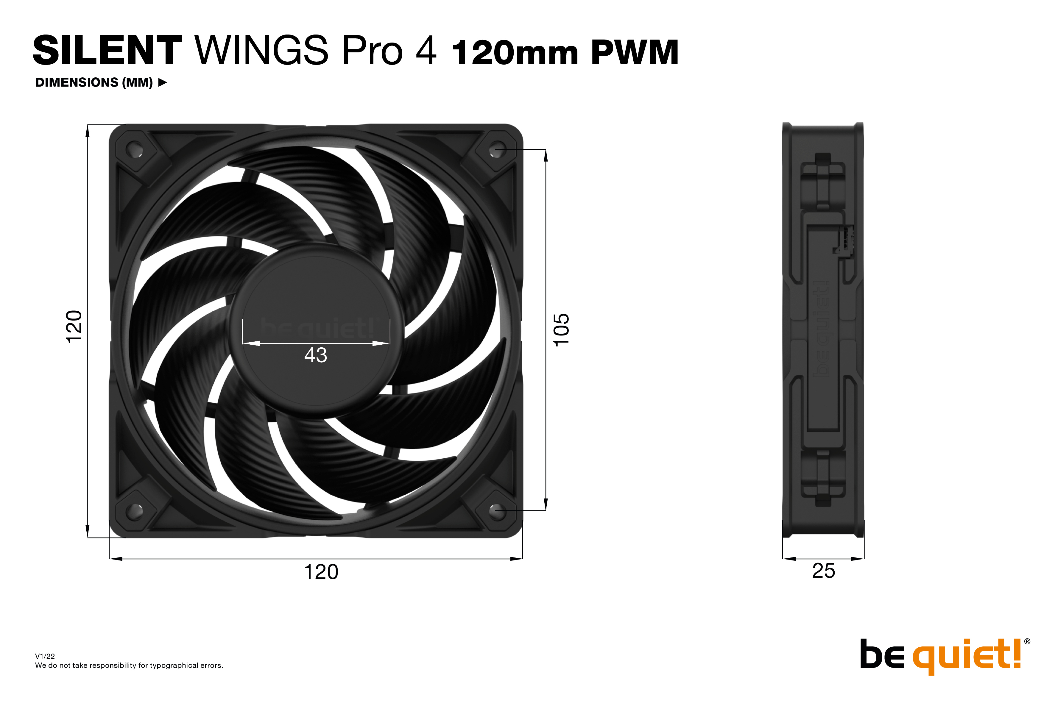 be quiet! Lüfter 120*120*25 SilentWings Pro 4