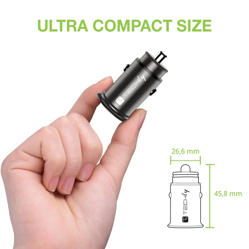 Techly Autoladegerät 5V 2p USB A USBC 38W Adapter