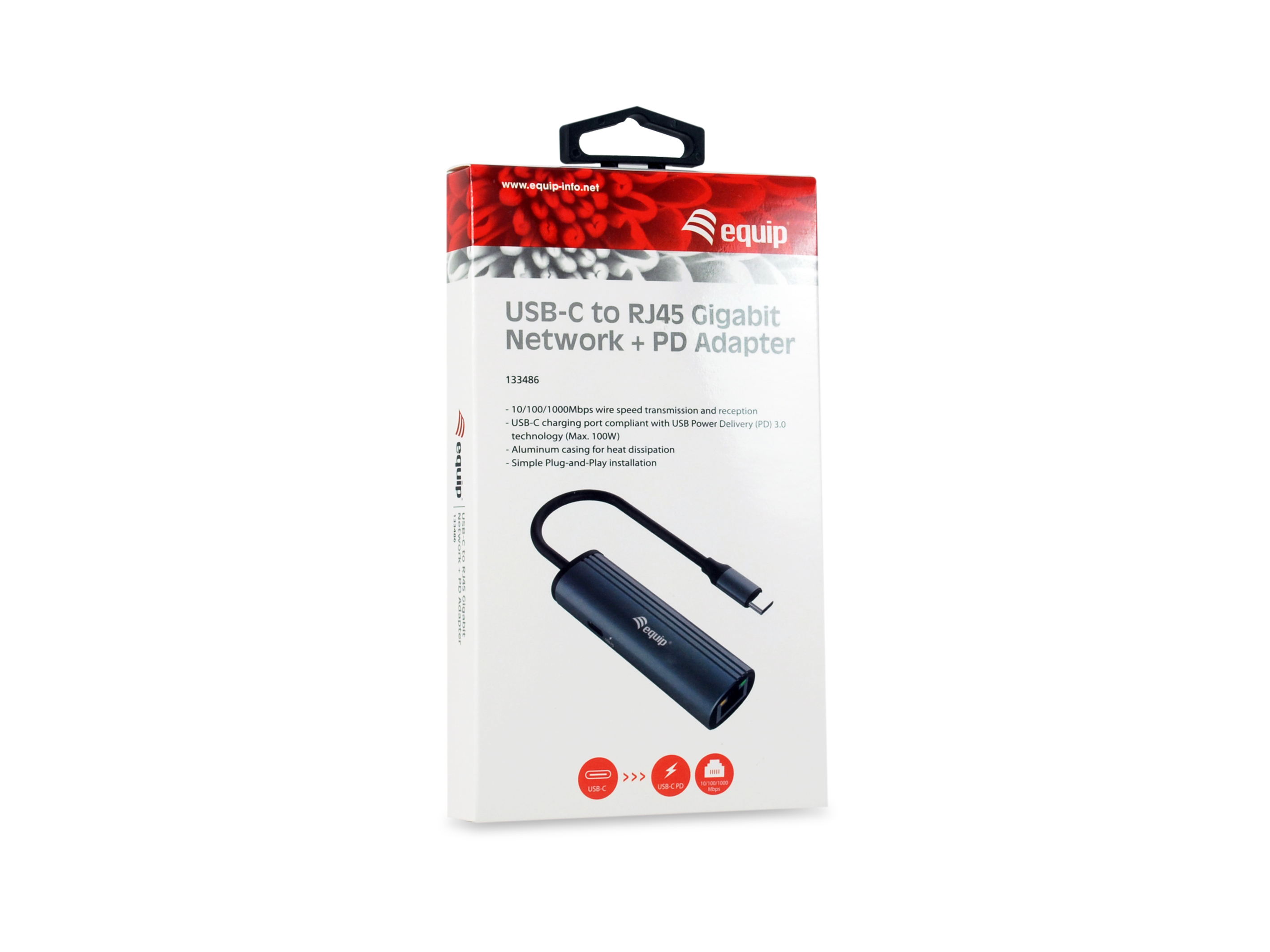 Equip USB-C-auf-RJ45-Gigabit-Netzwerk + PD-Adapter