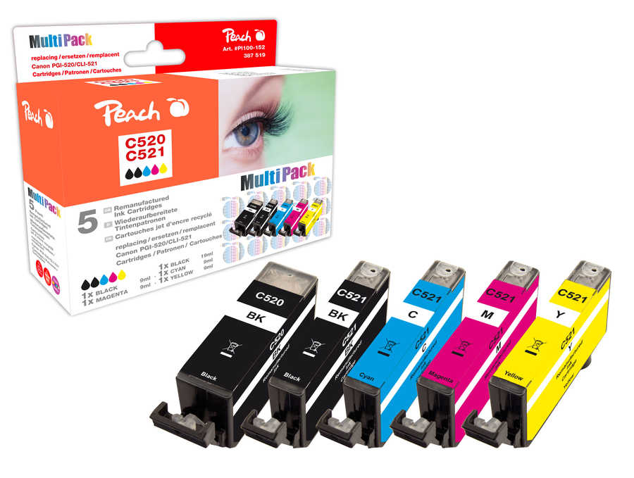 Peach Patrone Canon PG-520/&shy;CLI-521 MultiPack bk,c,m,y remanufact