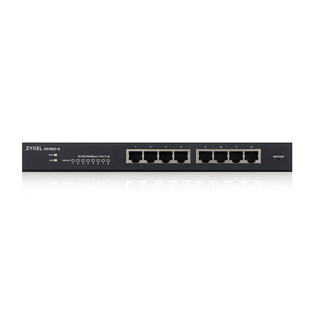 Zyxel Switch 8x GbE GS1900-8 smart switch,desktop,fanless Switche