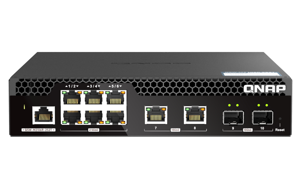 QNAP QSW-M2106R-2S2T Netzwerk-Switch Managed L2 10G Ethernet (100/1000/10000) 1U Schwarz
