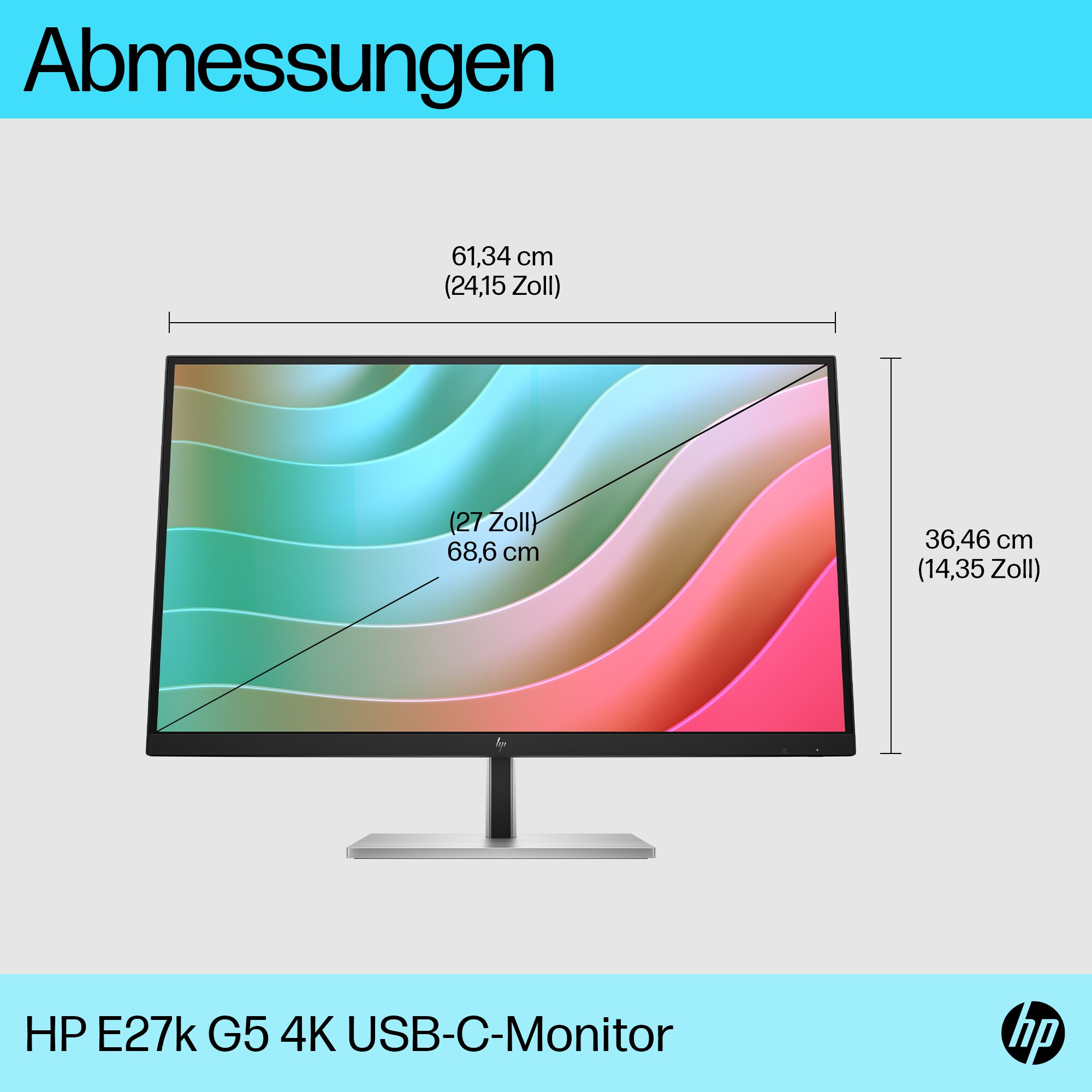 HP E27k G5 27" 4k USB-C/HDMI/DP