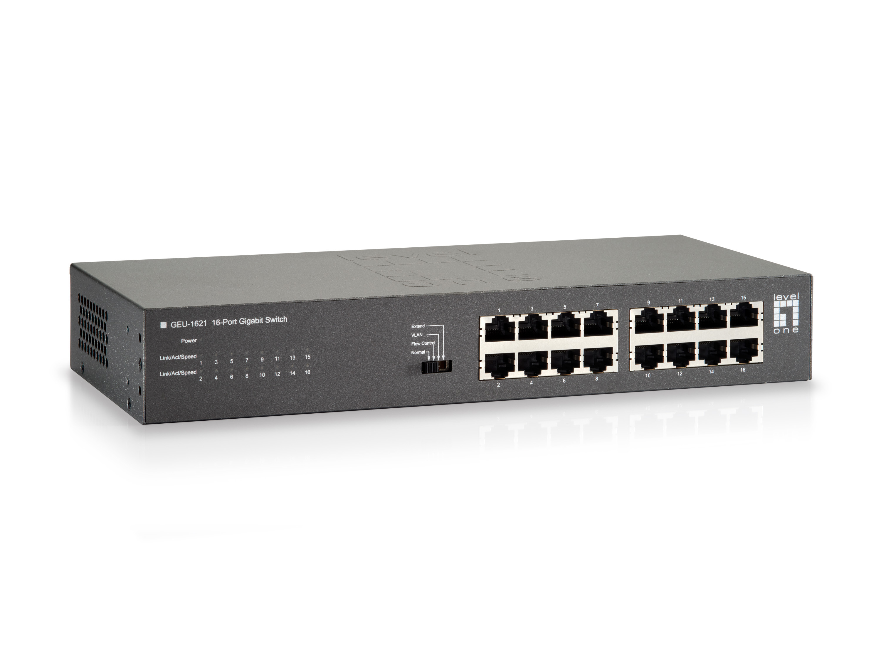 LevelOne Switch 16xGE +4-Mode Dip 19" unmanaged Metall