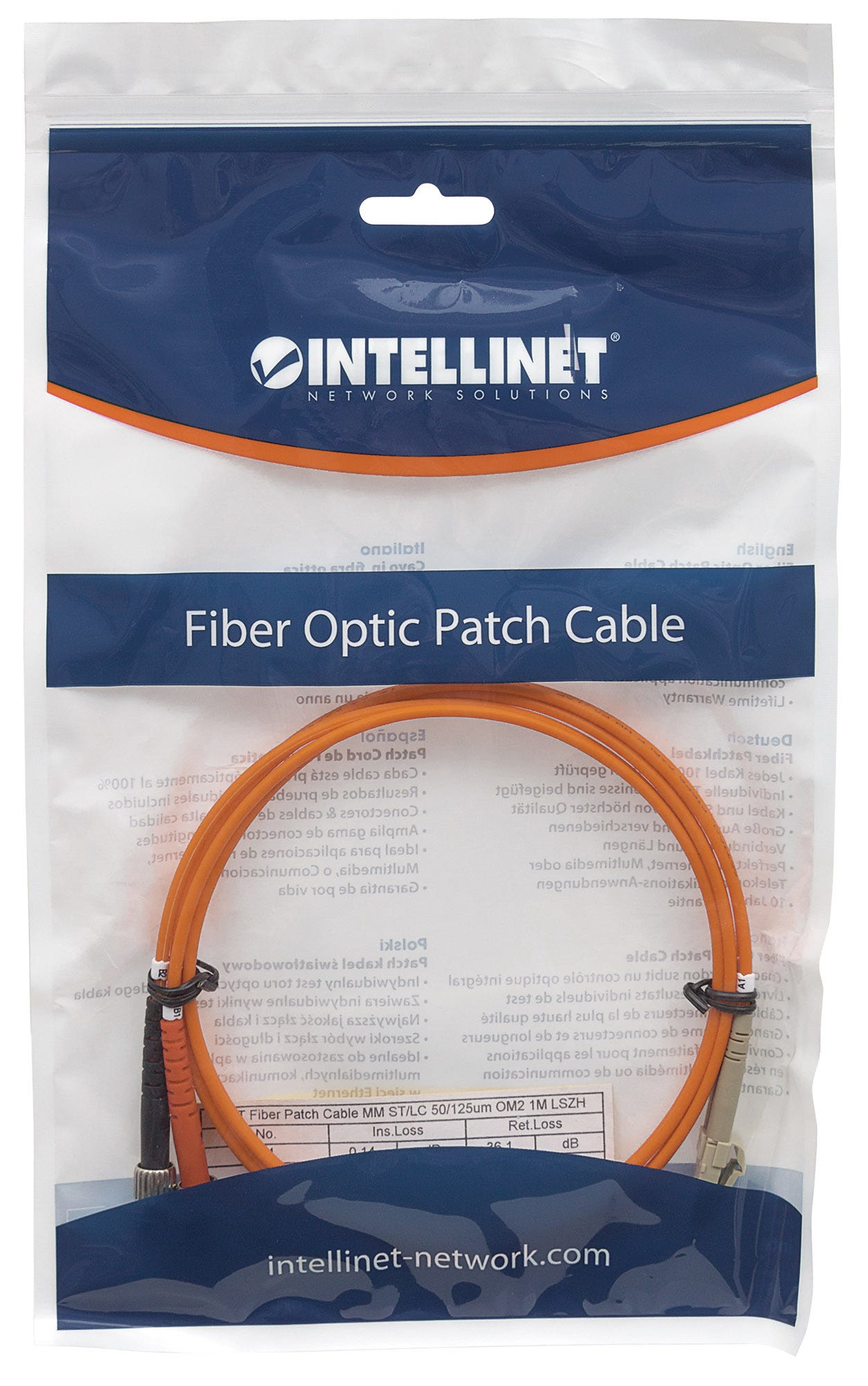 INTELLINET LWL Anschlusskabel LC/ST 3m  Multimode OM2 orange Lichtwellenleiterkab
