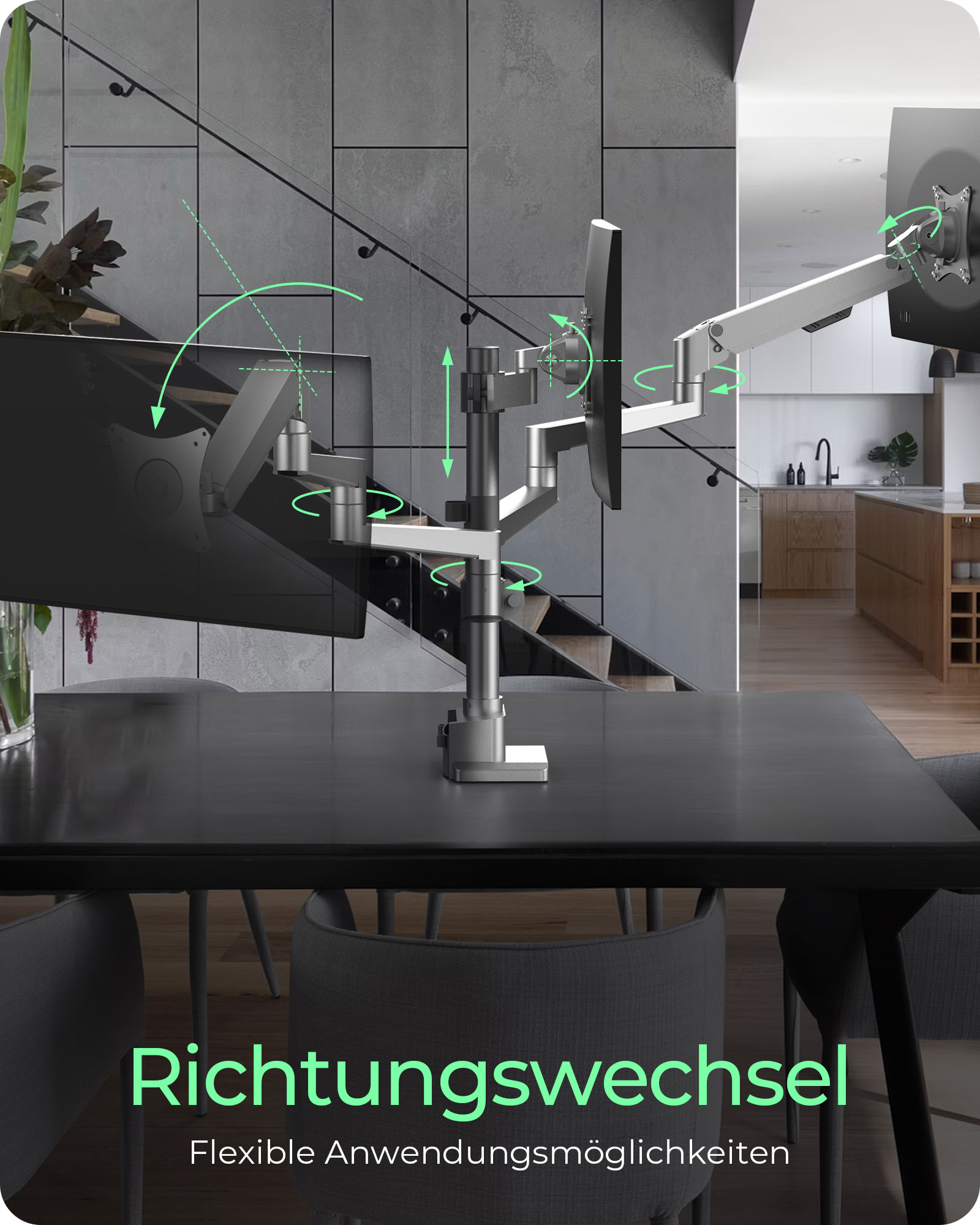 Monitorständer IcyBox 3 Monitore mit Tischhalterung Tischhalter für Monitor