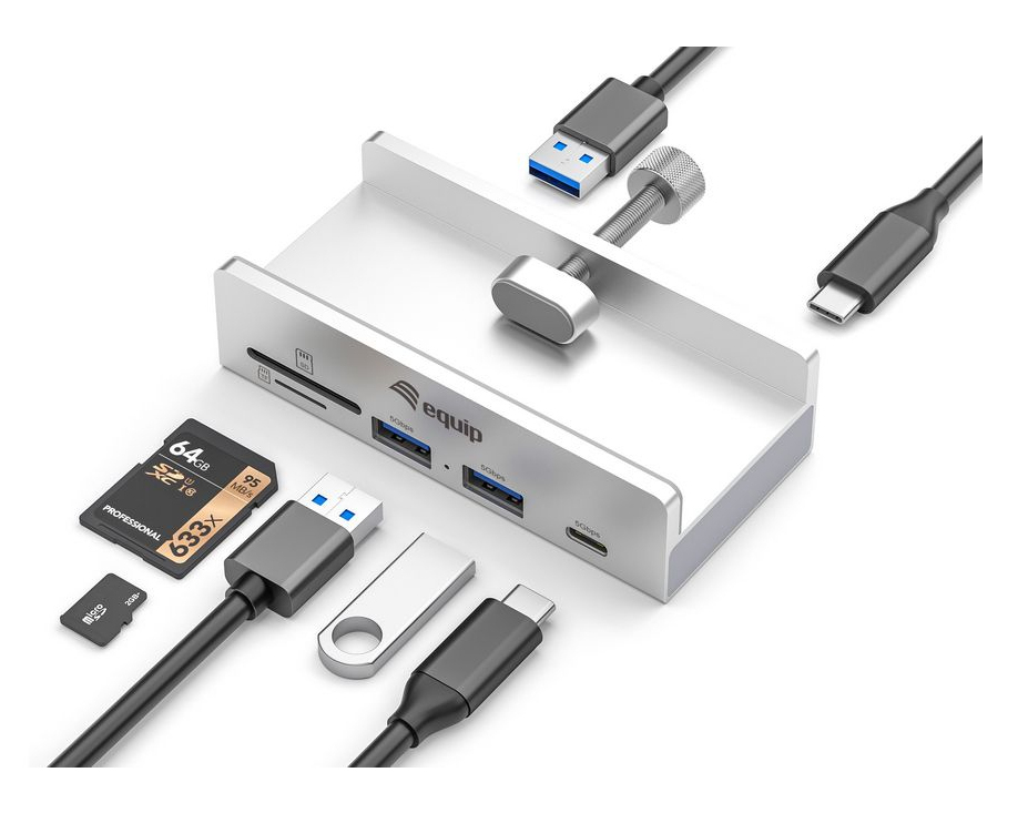 Equip 5-Port-Klemm USB-A3.2-Hub->2xUSB-A/SD/TF/USB-C 5Gbps