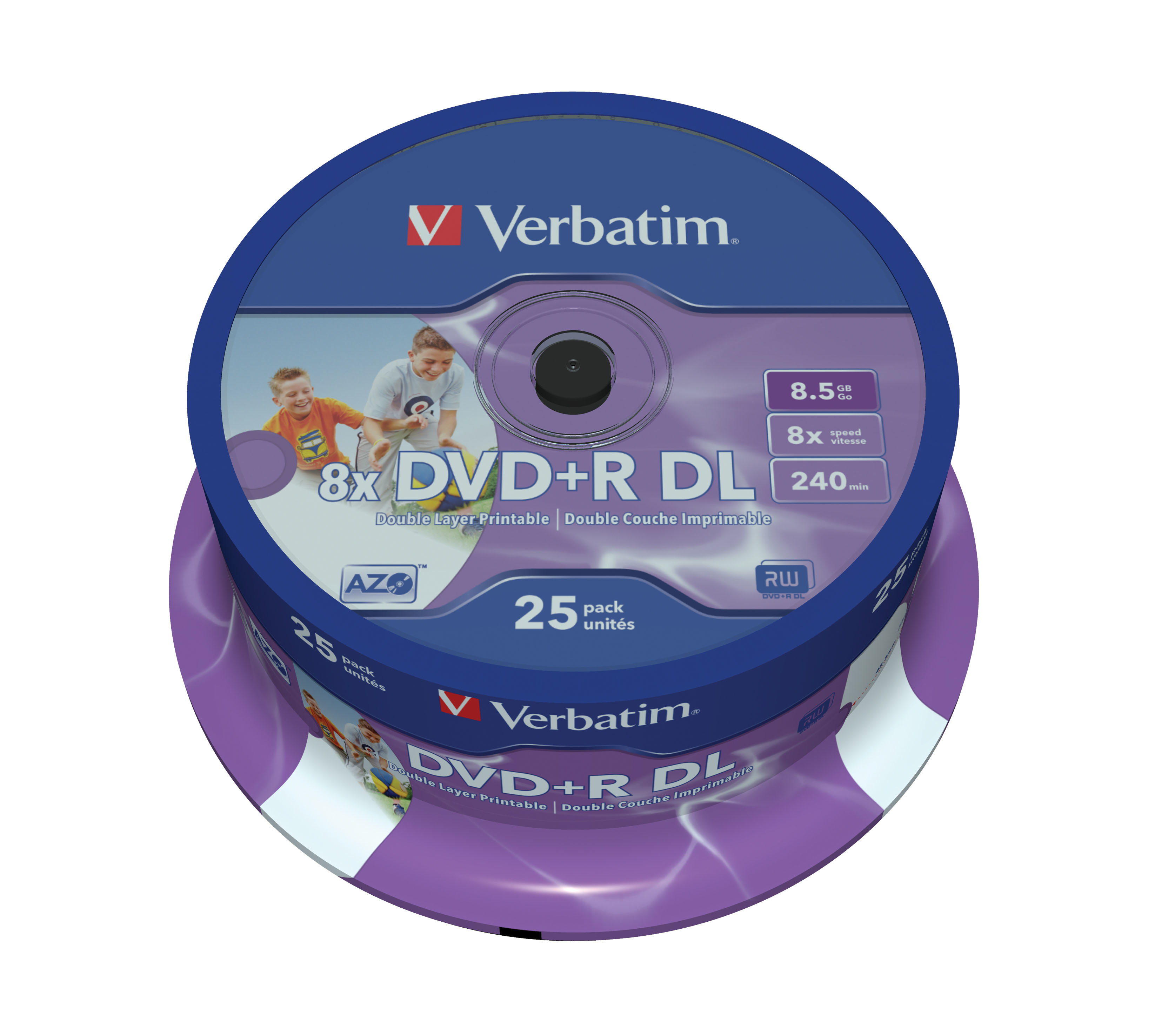 DVD+R Verbatim 8,5GB 25pcs Pack double 8x Spindel wide print ret