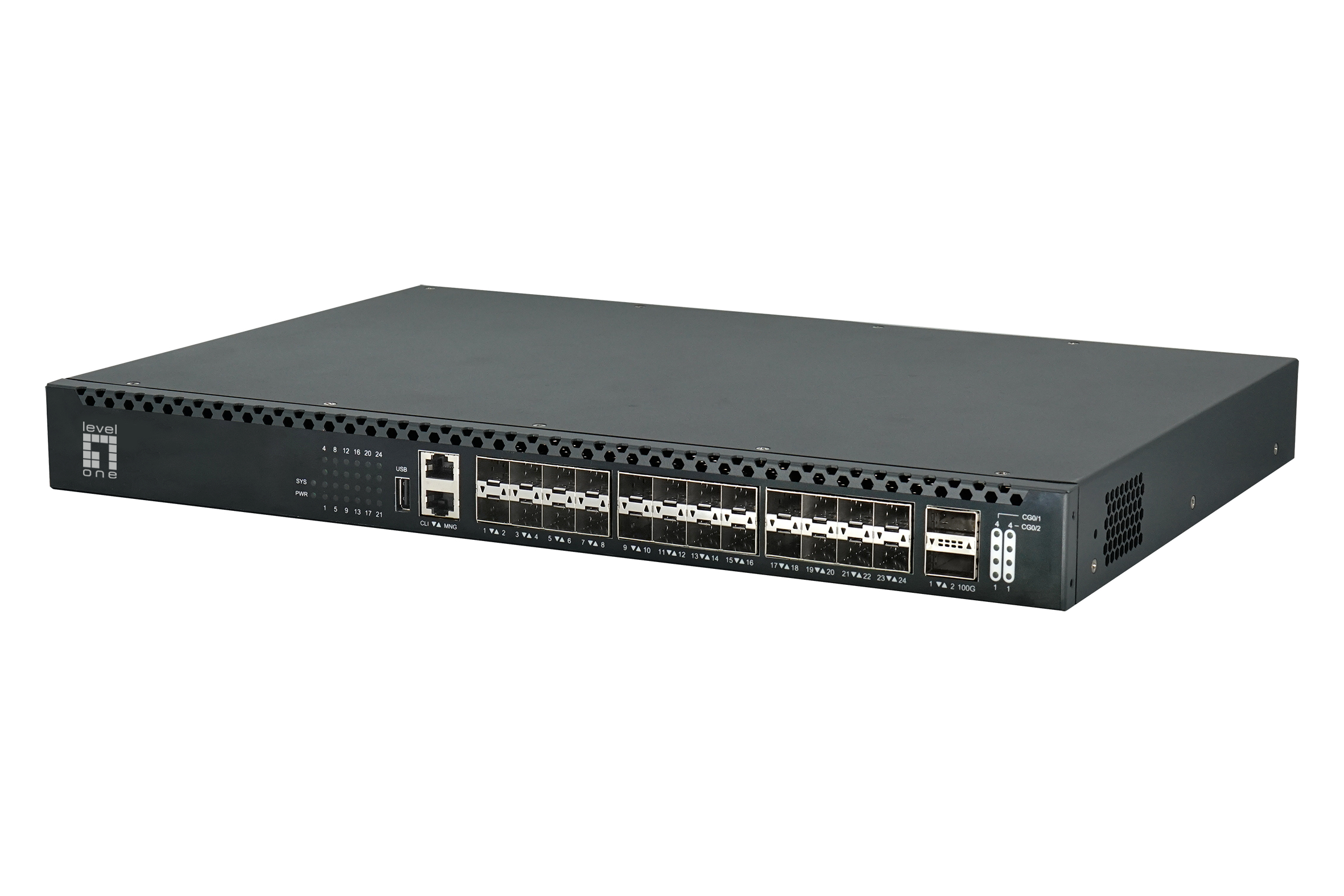 LevelOne Switch 24x10GSFP+/2x100GQSFP+ TOR 19" Managed L3