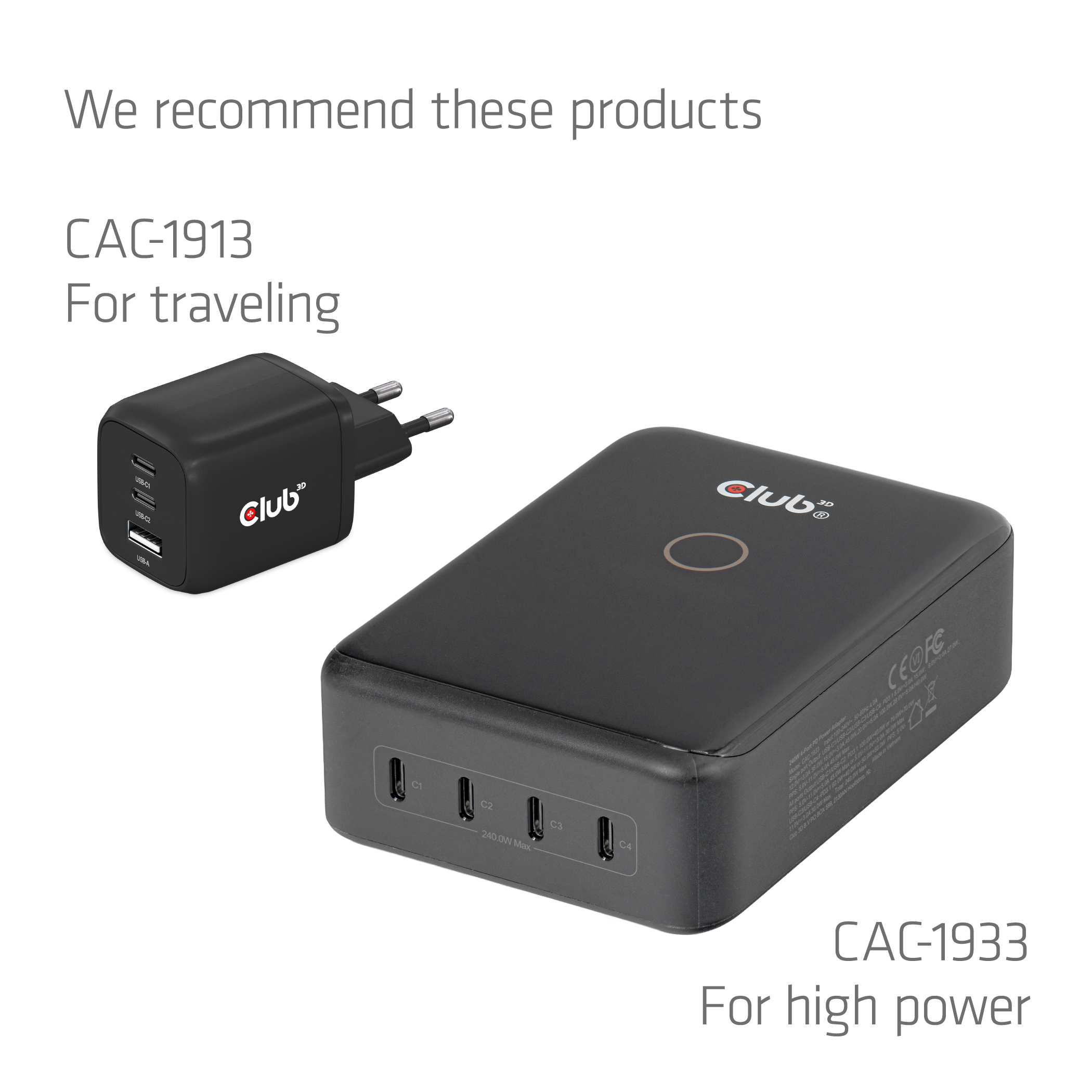 Club3D USB-C Sicherheitsladekabel 240W 2m Lade-Display St/St retail