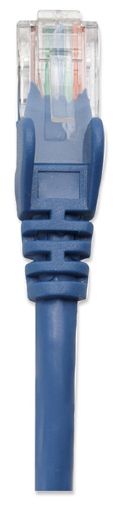 INTELLINET Patchkabel RJ45 U/UTP Cat5e 0.5m Hebelschutz blau