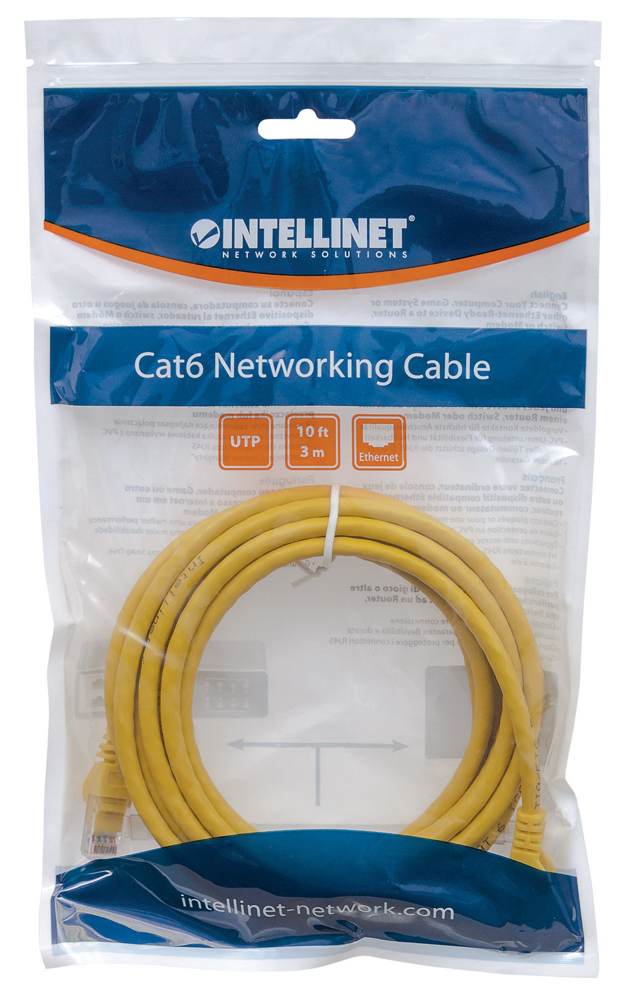 INTELLINET Patchkabel RJ45 U/UTP Cat6 1.00m Hebelschutz gelb Patchkabel RJ45