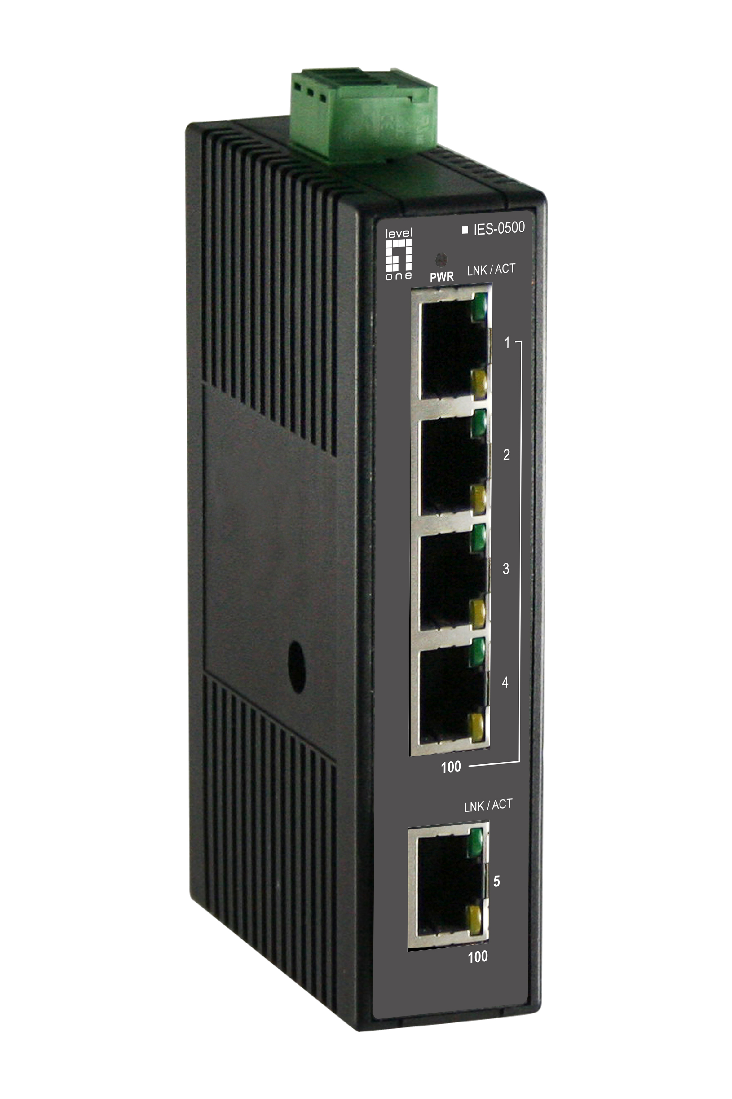 LevelOne Industr.Switch  5xFE+DIN                    Plastik