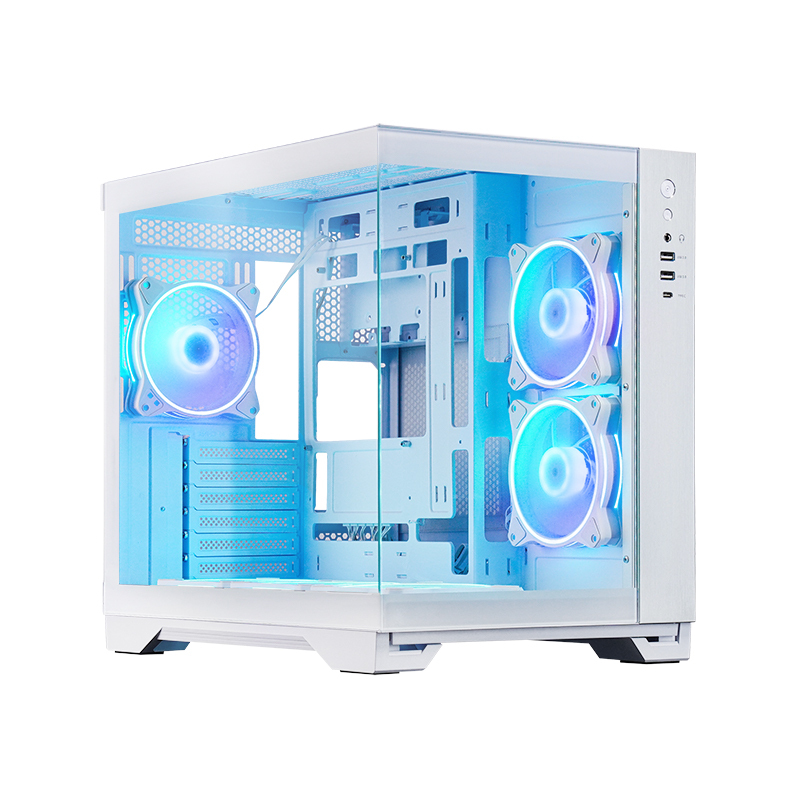 Chieftec visio | cube atx | 41 cm grafična kartica | 6 × argb ventilatorjev | belo računalniško ohišje 1 Argb ventilatorji v ohišju chieftec visio