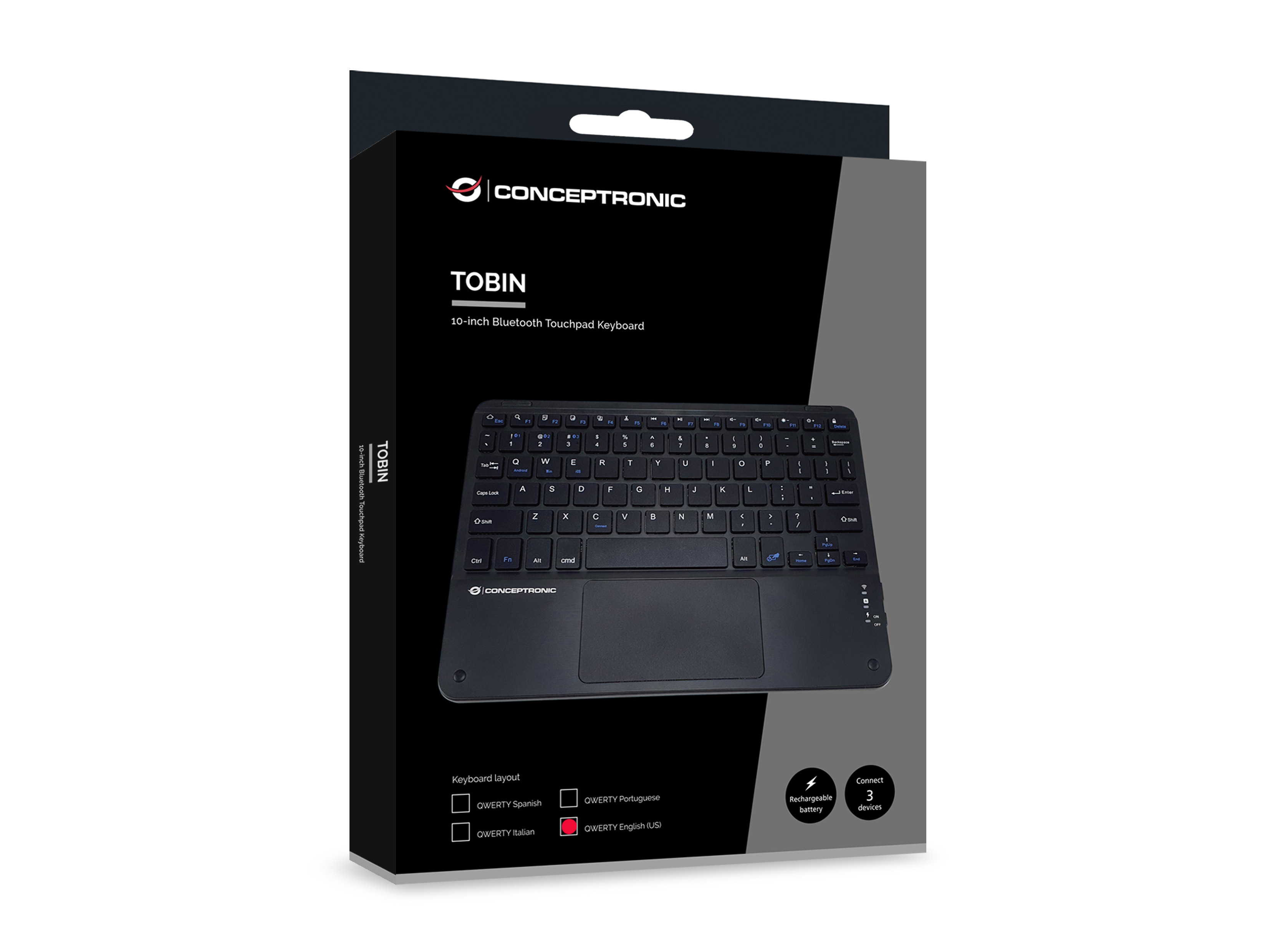 CONCEPTRONIC 10" Wireless Tastatur BT5.4 Layout US schwarz