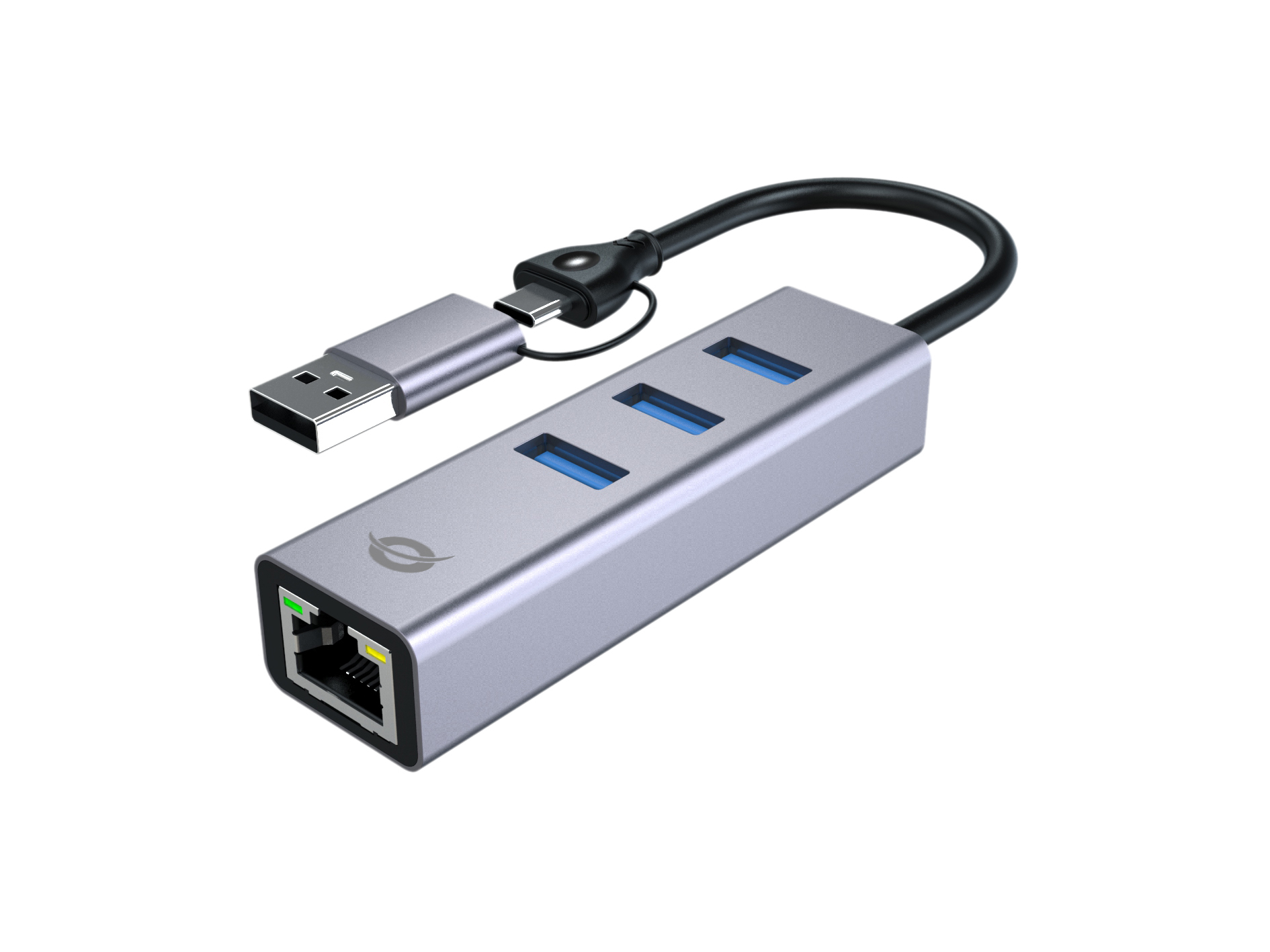 CONCEPTRONIC Adapter USB-C/-A3.0->GbE+3x-A3.0  5Gbs       gr