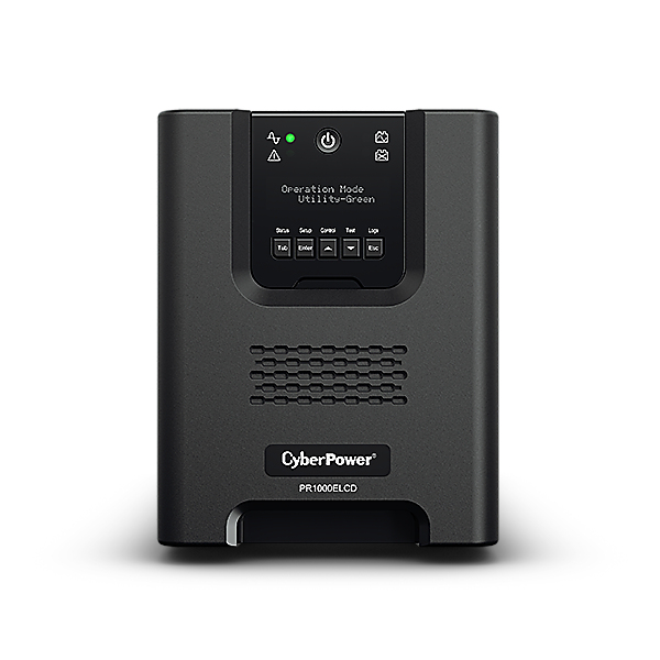CyberPower PR1000ELCD Line-Interactive USV 1000VA/900W Tower, Reine Sinsuwelle, AVR, LCD, Ausgang (8) IEC, RJ45 Lan Protection, RS232, USB (HID), EPO, Expansion Port für opt. Netzwerkkomunikation