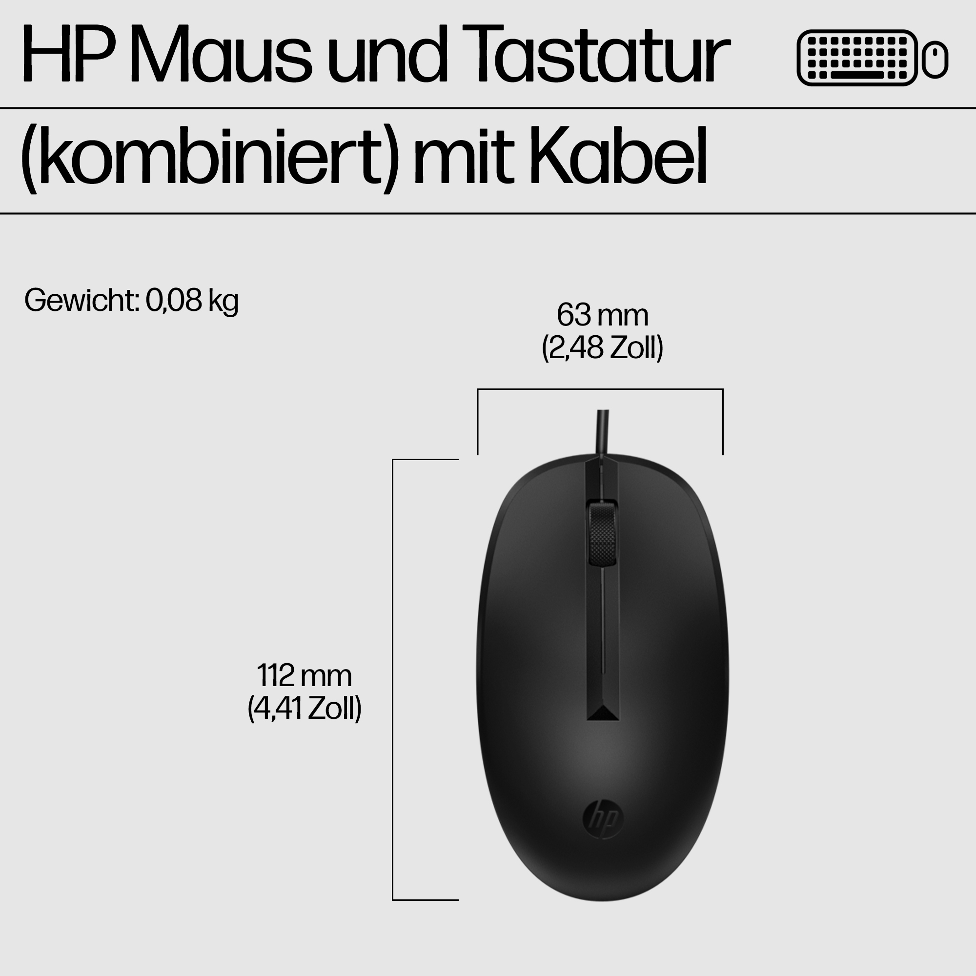 HP Tastatur+Maus 225 Set Kabelgebunden Schwarz Mäuse & Tastaturen